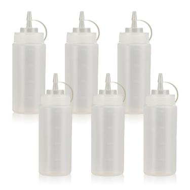 Imagem de WELKOR Garrafas de apertar para molhos, dispensador de condimentos à prova de vazamento, conjunto de garrafas de espremer de restaurante sem BPA com boca larga para ketchup, mostarda, xarope e molhos