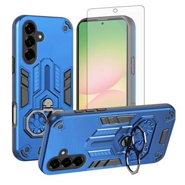 Imagem de Asuwish Capa de celular para Samsung Galaxy A56 5G com protetor de tela de vidro temperado e suporte fino de anel rígido de couro sintético híbrido acessórios para celular A 56 56A LTE mulheres homens
