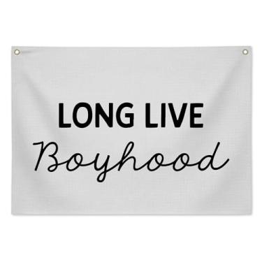 Imagem de Faixa de infância Long Live, decoração de parede de sala de jogos para quarto de crianças, placa de parede rústica de berçário para decoração de quarto de menino infantil, decoração de parede de