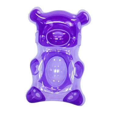 Imagem de Dynwave Boia inflável de ursinho de goma para piscina, boias divertidas, decoração de festa, brinquedo inflável fofo para piscina, prancha de surfe para, Roxo