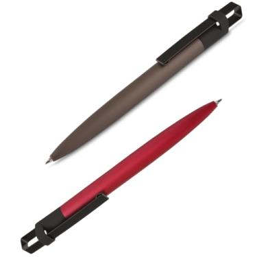 Imagem de Caneta Esferográfica de Metal, Azul, Corpo em Papel Reciclado, Kit com 2 Unidades, para Uso Profissional e Escolar, 15 x 3 x 15 cm (Preto e Vermelho)