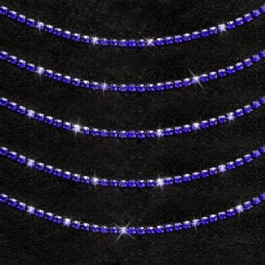 Imagem de Quorineo Acabamento de corrente de strass de cristal de 10 metros para costura e artesanato - aplique de strass brilhante, enfeite de joias DIY, decoração de vestido (2 mm de largura, azul escuro)