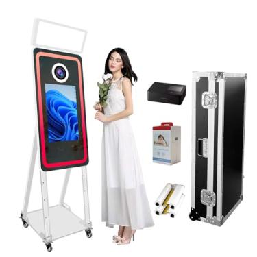 Imagem de Cabine fotográfica com espelho mágico de 40 polegadas, máquina de cabine fotográfica portátil com tela sensível ao toque de 54,6 cm, mini PC embutido, para festas de casamento e aluguel de eventos