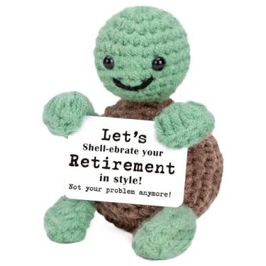 Imagem de Xinezaa Funny Retirement Gifts for Women Men, Cute Crochet Turtle with Pun Card, Let’s Shell-ebrate Your Retirement in Style, Coworker Teacher Nurse Office Farewell Gift, Small Retirement Party Decor