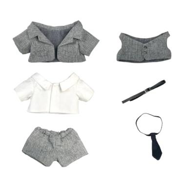 Imagem de niannyyhouse Roupas De Boneca Pelúcia 20 Cm, Casaco, Camisa, Calças, Colete, Cinto, Gravata, Acessórios, Terno, 8 Pol., Vestido (Cinza)