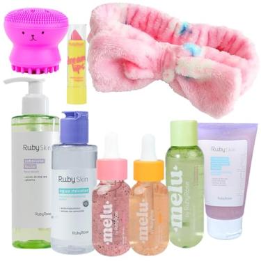 Imagem de Kit Ruby Skin Skincare Ruby Rose c/Esponja Facial + Sabonete Esfoliante e Faixa de cabelo