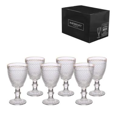 Imagem de Haüskraft- Taça de vidro para água e vinho com Borda Dourada Bico de Jaca 320 ml 6 peças