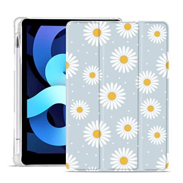 Imagem de MAYCARI Capa margarida branca para iPad air 11" 2020 com suporte para lápis, capa protetora fofa para iPad 4ª/5ª geração com TPU macio, capa para dormir/acordar automática capa fina para meninas e mulheres