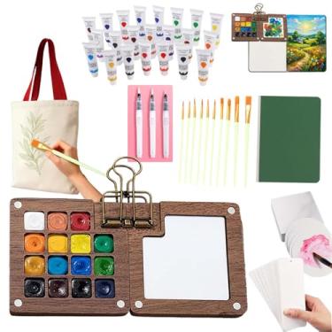 Imagem de Travel Watercolor Set – Portable Mini Watercolor Paint Kit with Brushes, Pocket Watercolor Palette, Small Painting Kit for Beginners, Students, Hobby Artists & Travel Art Lovers (8)