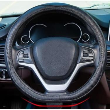 Imagem de Capa de volante em forma de D 35.6 cm 36 cm para Tesla Model 3 / Y, para Camaro Small D Type Carros e Racing Game Microfibra Couro (preto)