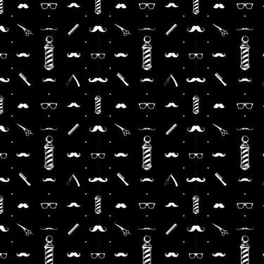 Imagem de Papel De Parede Preto Cabeleireiro Retro Autocolante Lavável - LRP