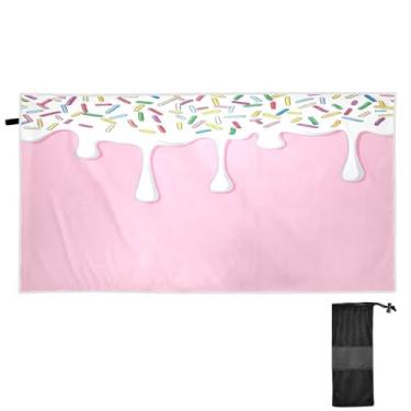 Imagem de ATTX Toalha de praia branca com cobertura pingando 76 x 152 cm - Cobertor leve de microfibra resistente à areia de secagem rápida para piscina, ioga, academia e viagens | Esportes de banho de natação