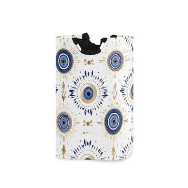 Imagem de ATTX Cesto de roupa suja olho turco com alças acolchoadas – cesto de roupas dobrável à prova d'água para banheiro, quarto, dormitório, cesta organizadora de lavanderia resistente (479)