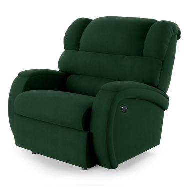 Imagem de Poltrona Do Papai Reclinável Napoli Power Elétrica Usb Veludo Verde Fh1