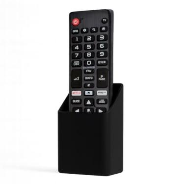Imagem de Suporte para Controle Remoto TV e Ar Condicionado de Parede Universal, Organizador 3M Sem Furo, PLA Ecológico, Design Minimalista (Preto)