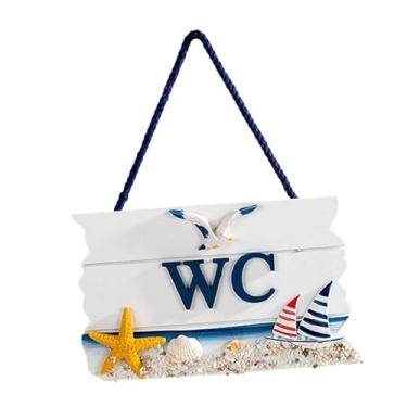 Imagem de WeiLaiKeQi Placa de sinalização para banheiro, estilo mediterrâneo, para pendurar na porta ou parede, ideal para banheiros, escritórios e lojas, Estrela Do Mar