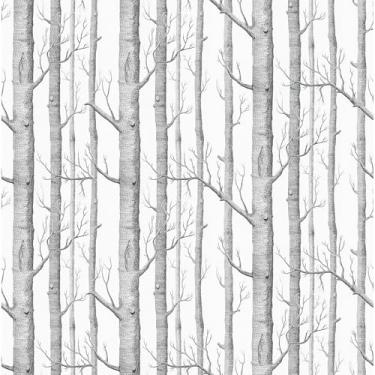 Imagem de VEELIKE Papel de parede minimalista cinza de bétula descasque e cole papel de parede de floresta de bétula para quarto, sala de estar, casa de fazenda, 40 x 900 cm, autoadesivo removível, árvore