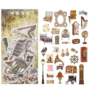 Imagem de 60 peças de adesivos vintage de lixo, decalques de papel para scrapbook, estampa de coisas antigas, adesivos decorativos DIY para diário, agenda, caderno