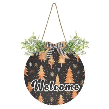 Imagem de YETTASBIN Placa de boas-vindas para árvore de Natal (30), placa à prova d'água para pendurar na parede, guirlanda decorativa de alpendre para inauguração de casa, quintal, jardim, decoração de férias