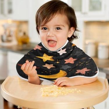 Imagem de CEBUGI Panos para Arrotar Musselina para Bebês 56 x 28 cm Toalhas de Bebê Absorventes Macias Estrelas Lua Algodão Arrotar Trapos para Bebês Meninos e Meninas Pacote com 4