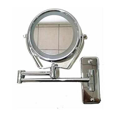 Imagem de Espelhos de banheiro espelho de maquiagem LED montado na parede ampliação 7X espelho giratório extensível espelho de banheiro espelhos de barbear