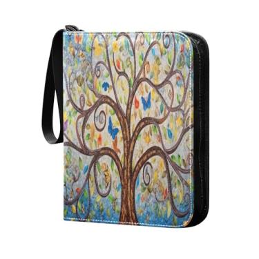 Imagem de Wassud Fichário de cartão colecionável com 4 bolsos, árvore colorida, comporta 400 cartões padrão, álbum TCG CCG MTG, presentes para colecionadores, meninos e meninas