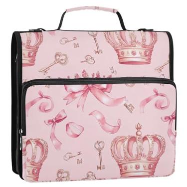 Imagem de Coikll Pasta expansível para fichário de laço e coroa com zíper em D, organizador de fichário com alça de ombro e alça para facilitar o transporte