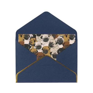 Imagem de SKKNT Imagen De Pug Print Cartões comemorativos para todas as ocasiões, convites de festa de aniversário de casamento, 12,7 x 15,2 cm