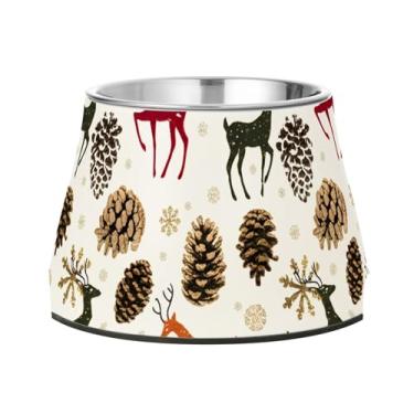 Imagem de Burbuja Tigela de ração de aço inoxidável para cães Winter Reindeers para comida e água, antiderrapante para cães médios e gatos, 590 ml