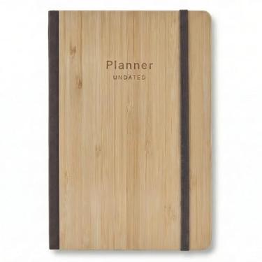 Imagem de AuroPlanner Agenda Luna Bamboo sem data, diário, mensal, semanal, capa dura, calendário 2025 2026 2027 (Dark Sienna)