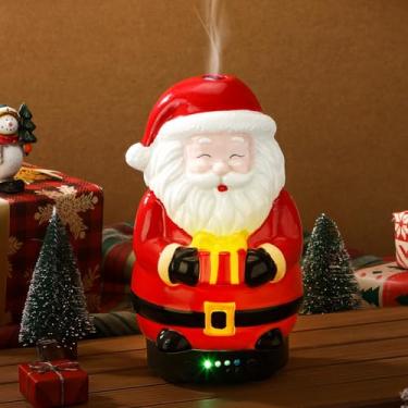 Imagem de Glooglitter Difusor de óleo essencial de Natal de Papai Noel de cerâmica, presente de 120 ml, presente de férias para óleo essencial, pequeno umidificador de aromaterapia, aquecedor para decoração de