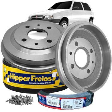 Imagem de Kit Tambor Freio HF36 + Lona FI90 Compatível com Uno 1985 a 2009 Completo com Rebites
