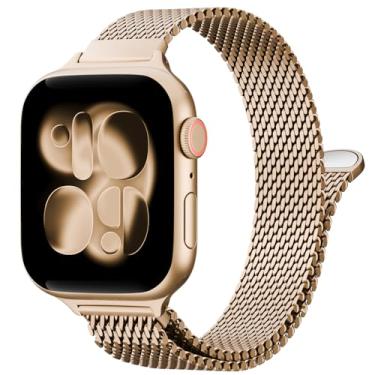 Imagem de TRA Pulseira fina milanesa compatível com Apple Watch séries 11, 10, 9, 8, 7, 6, 5, 4, 3, 2 e 1 de 38 mm, 40 mm, 41 mm, 44 mm, 45 mm, 49 mm, ultra SE