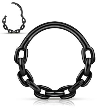 Imagem de ONESING Anéis de septo 16G Stianless Steel Septo Jewelry Hipoalergênico Spetum Clickers Daith Piercing Joia Hélice Articulada Helix Tragus Argola de nariz para mulheres homens Prata/Ouro/Preto 10 mm