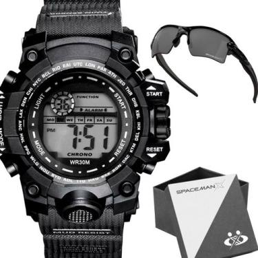 Imagem de Kit Masculino Relógio Digital Preto à Prova d Água Pulseira Silicone Ó