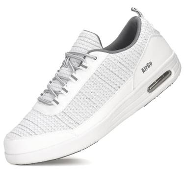 Imagem de Tênis masculino de ajuste largo e suporte ortopédico | Tênis de corrida e caminhada acolchoado com espuma viscoelástica leve | Confortável para uso diário, Branco, 11.5 Wide