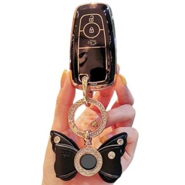 Imagem de Capa para chave remota de carro TPU Bolsa compatível com Ford Fusion / Mustang / Explorer / F150 / F250 / F350 / 2018 EcoSport / Edge / S-MAX / Ranger Key Fob Cover Case(A Black suit-1)