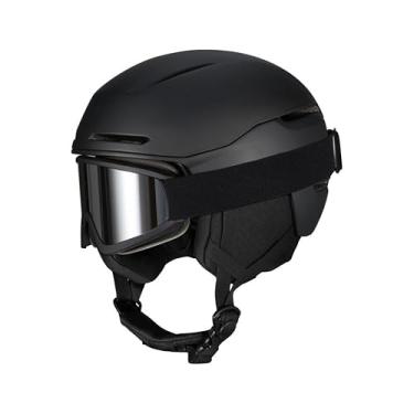 Imagem de JQF Gear Capacete de esqui capacete de snowboard para adultos, homens e mulheres, capacete de neve ajustável X13 com óculos para esportes de neve (óculos de esqui preto fosco (máscara de esqui