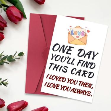 Imagem de Vale-presente romântico de dia dos namorados para namorada namorado, cartões comemorativos de aniversário para ela, presente para ele, eu te amo para esposa marido, um dia, você encontrará este cartão