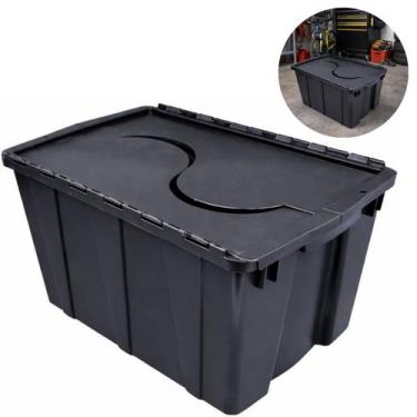 Imagem de Caixa Organizadora Plástica Reforçada 56 Litros Empilhável Preta - São