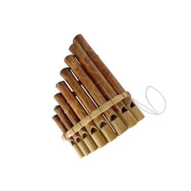 Imagem de Flauta de bambu feita à mão com 8 tubos – fácil de tocar, leve, perfeita para meditação, relaxamento, cosplay e iniciantes (pequeno, 16,5 cm x 10,8 cm x 3,8 cm D)