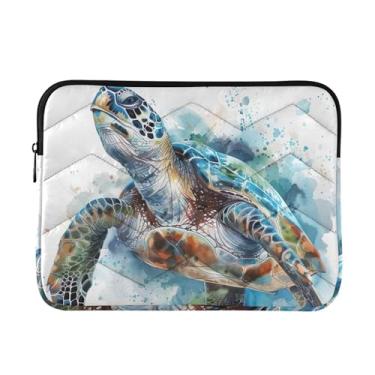 Imagem de Bolsa protetora durável para laptop tartaruga marinha aquarela, bolsa de trabalho para laptop, bolsas femininas modernas de 13 a 14 polegadas