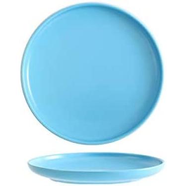 Imagem de Estilo Criativo Nórdico Steak Jantar Prato De Cerâmica Utensílios De Mesa Ocidentais Prato Doméstico Prato De Sobremesa Prato De Café Da Manhã Salada Prato De Pizza,Azul,6 Polegadas,YUYANAIAI