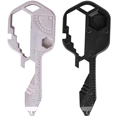 Imagem de Chaveiro multiferramenta de metal para homens, portátil, sem ferrugem, ferramentas multifuncionais para parafuso, régua e abridor de garrafas, manutenção de rotina total 19 em 1.