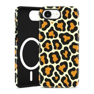 Imagem de Jusy Capa de telefone compatível com MagSafe com estampa de leopardo para iPhone 16e, capa protetora de TPU macio magnético de luxo moderno e policarbonato rígido para mulheres e meninas - leopardo