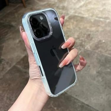 Imagem de Capa de celular com alça de pulso para iPhone 16E 14 15 16 Plus 11 12 13 16 Pro Max, capa magnética transparente à prova de choque, azul, para iPhone 16E