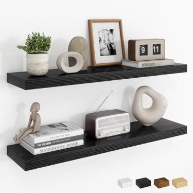 Imagem de Dreamland Prateleiras flutuantes pretas de 76 cm, prateleiras de parede de 76 cm para banheiro, quarto, cozinha, prateleira de livros montada na parede profunda, prateleira flutuante de madeira