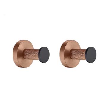 Imagem de Acessórios de banheiro ouro rosa e preto, ferragens, toalheiro, suporte de papel higiênico, gancho de toalha, saboneteira, escova de vaso sanitário, anel de toalha B (2 peças de gancho)