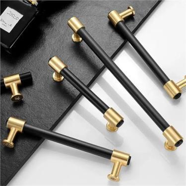 Imagem de Puxadores de porta de liga de zinco ouro preto puxadores de armário de cozinha maçanetas sólidas puxadores de móveis ferragens 1 peça (192 mm)