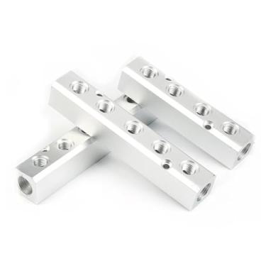 Imagem de ZUC PT Rosca Porta 2 3 4 5 6 Way Conector Rápido Pneumático Mangueira de Ar Alumínio Manifold Block Splitter Conexões de Conector (7 Vias 9 Portas)